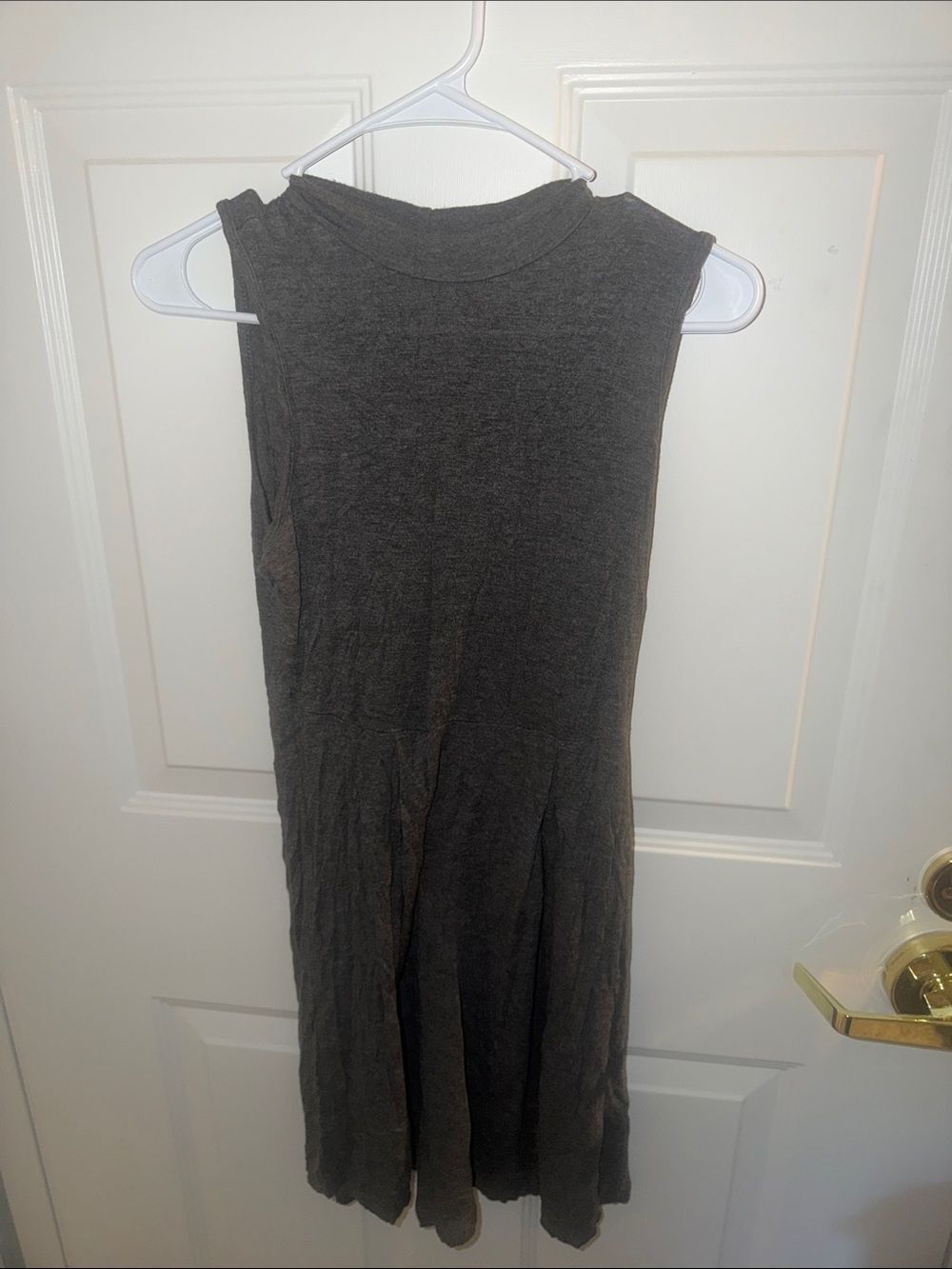 Sleeveless Charcoal Midi Knit Dress